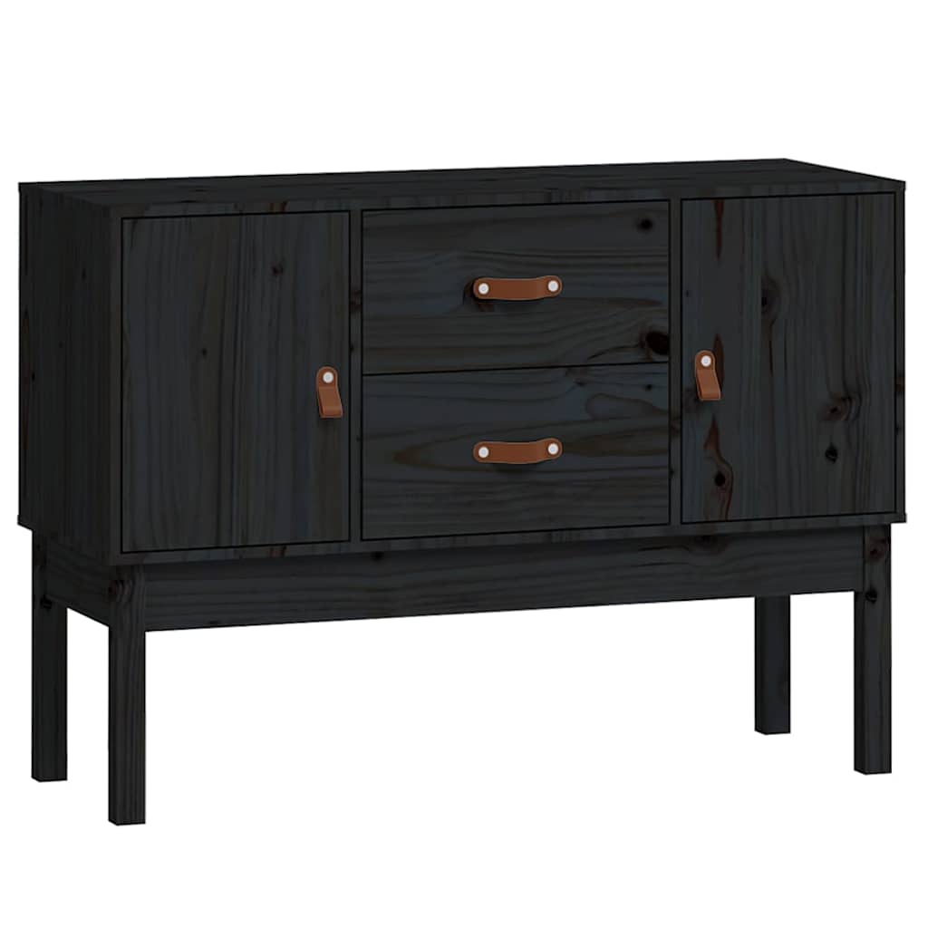 Credenza Nera 110x40x78 cm in Legno Massello di Pino