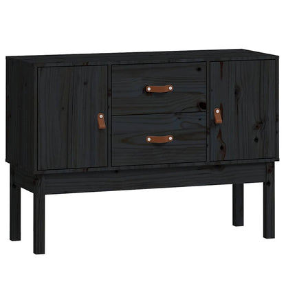Credenza Nera 110x40x78 cm in Legno Massello di Pino