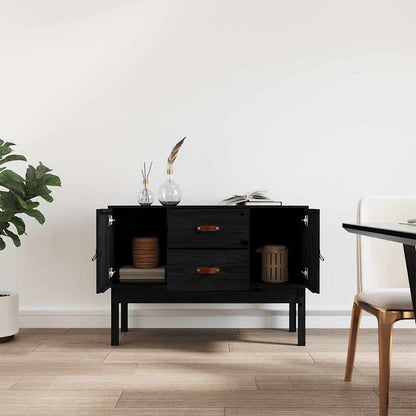 Credenza Nera 110x40x78 cm in Legno Massello di Pino