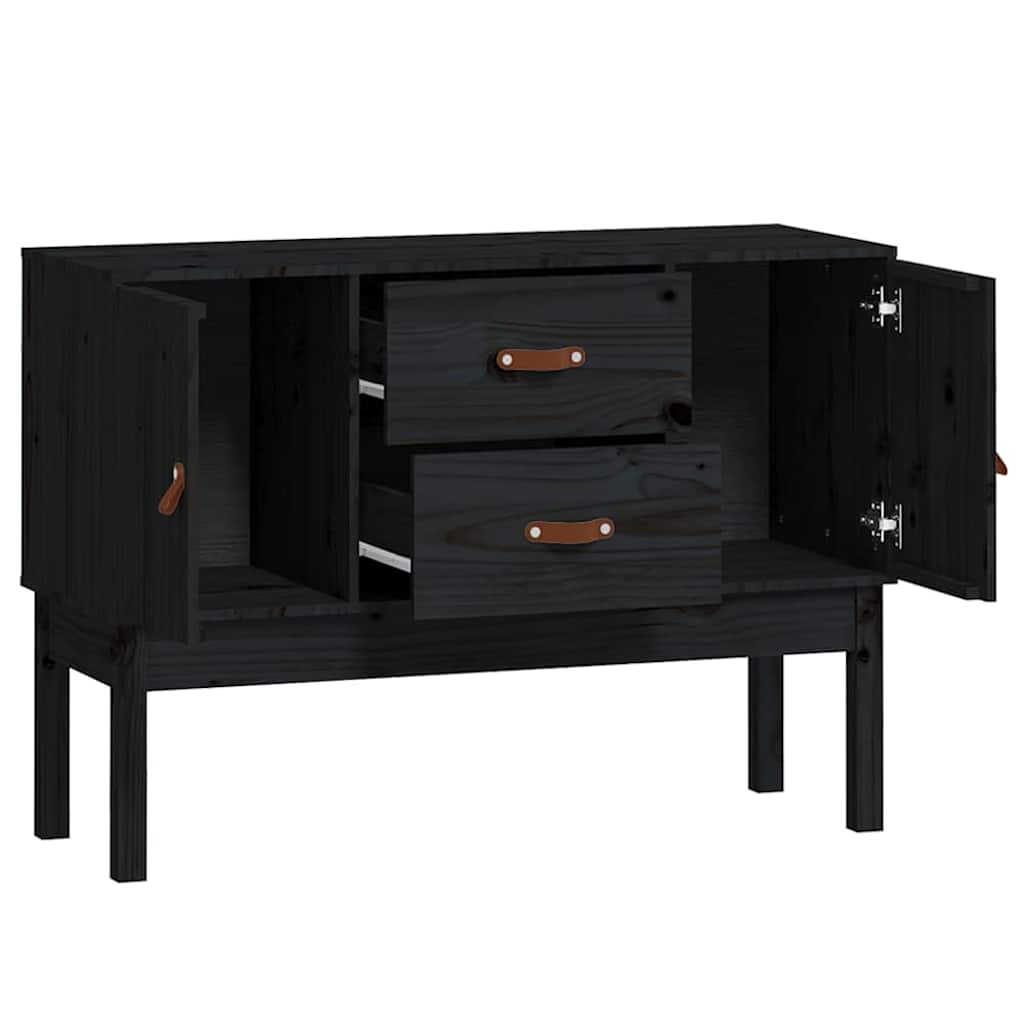 Credenza Nera 110x40x78 cm in Legno Massello di Pino