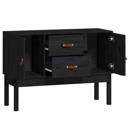 Credenza Nera 110x40x78 cm in Legno Massello di Pino