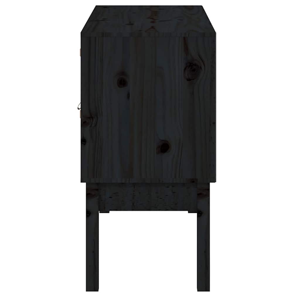 Credenza Nera 110x40x78 cm in Legno Massello di Pino