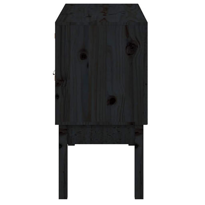 Credenza Nera 110x40x78 cm in Legno Massello di Pino