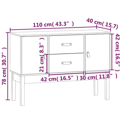 Credenza Nera 110x40x78 cm in Legno Massello di Pino