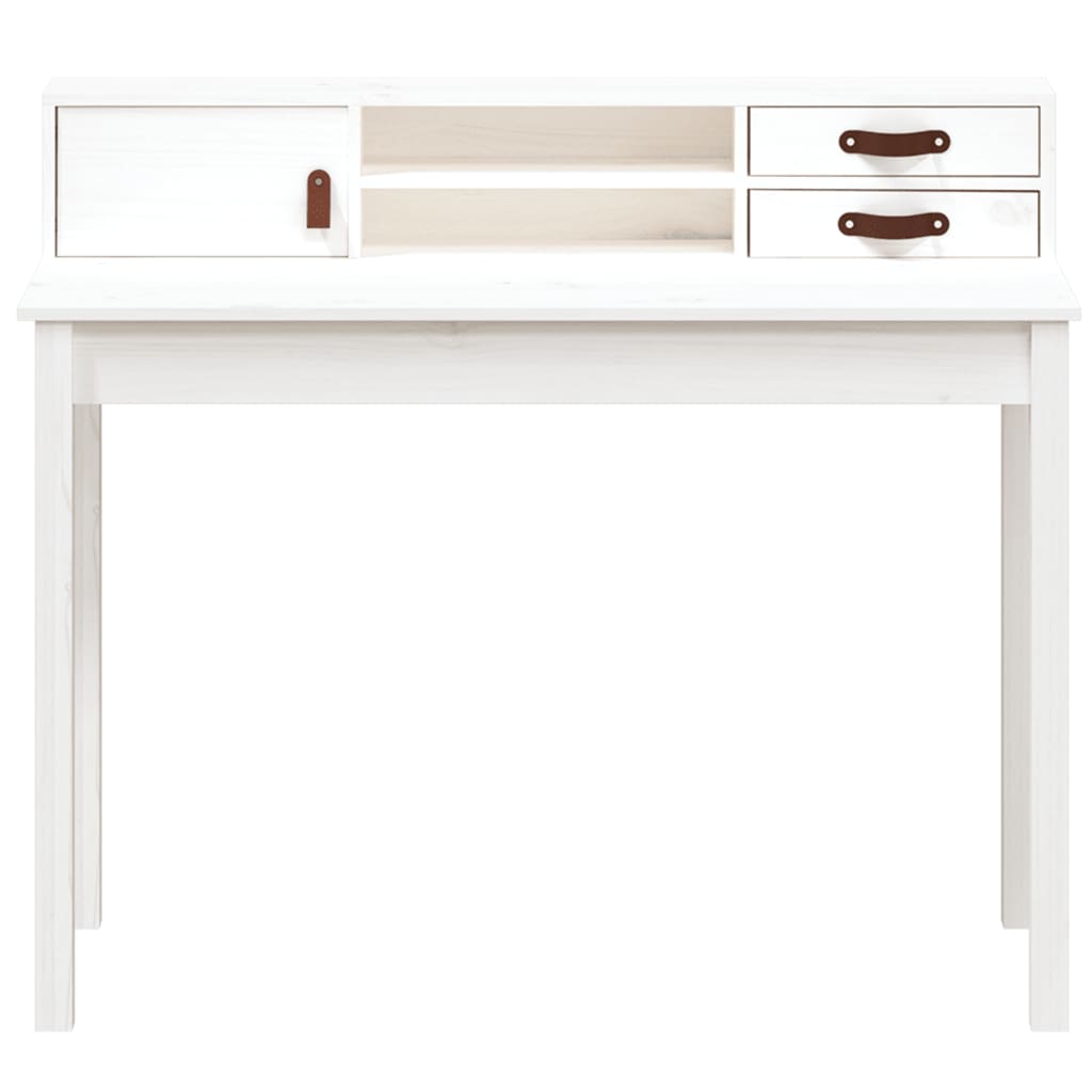 Scrivania Bianca 110x50x93 cm in Legno Massello di Pino | homemem39