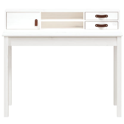 Scrivania Bianca 110x50x93 cm in Legno Massello di Pino | homemem39