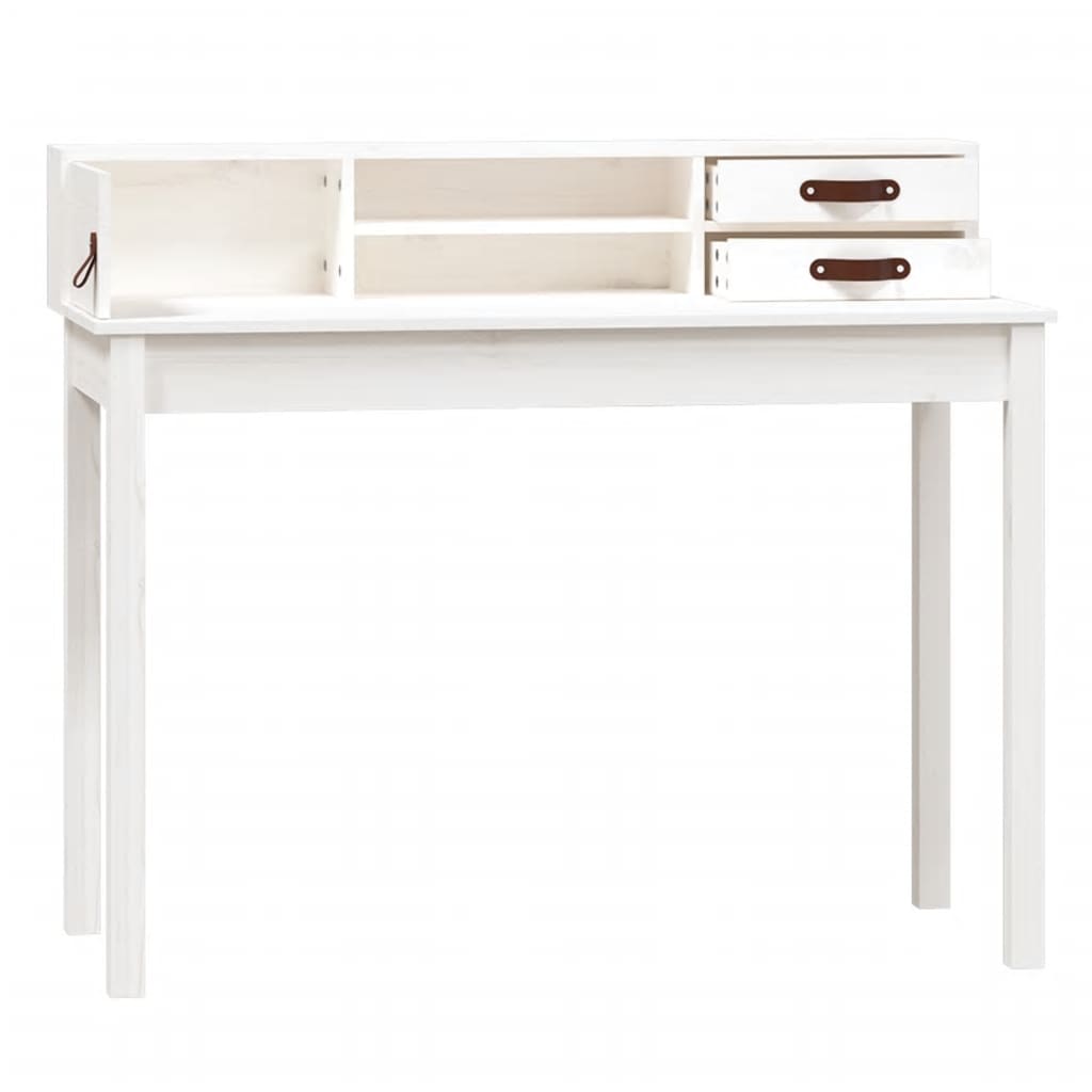 Scrivania Bianca 110x50x93 cm in Legno Massello di Pino