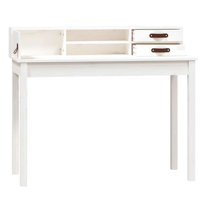 Scrivania Bianca 110x50x93 cm in Legno Massello di Pino