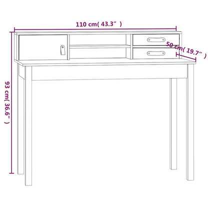 Scrivania Bianca 110x50x93 cm in Legno Massello di Pino