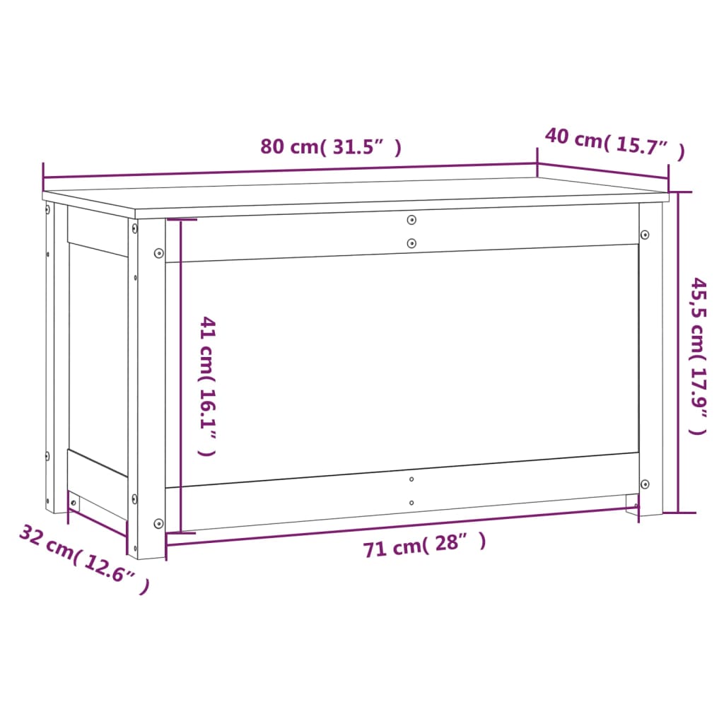 Contenitore Portaoggetti Ambra 80x40x45,5cm Legno Massello Pino - homemem39