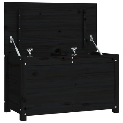 Contenitore Portaoggetti Nero 80x40x45,5cm Legno Massello Pino - homemem39