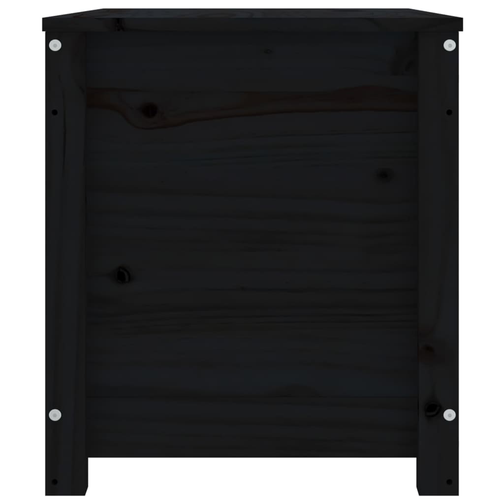 Contenitore Portaoggetti Nero 80x40x45,5cm Legno Massello Pino - homemem39