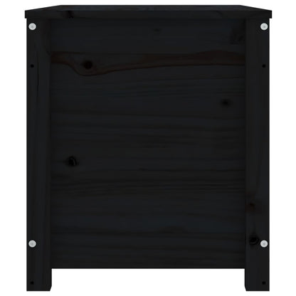 Contenitore Portaoggetti Nero 80x40x45,5cm Legno Massello Pino - homemem39