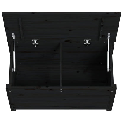 Contenitore Portaoggetti Nero 80x40x45,5cm Legno Massello Pino - homemem39