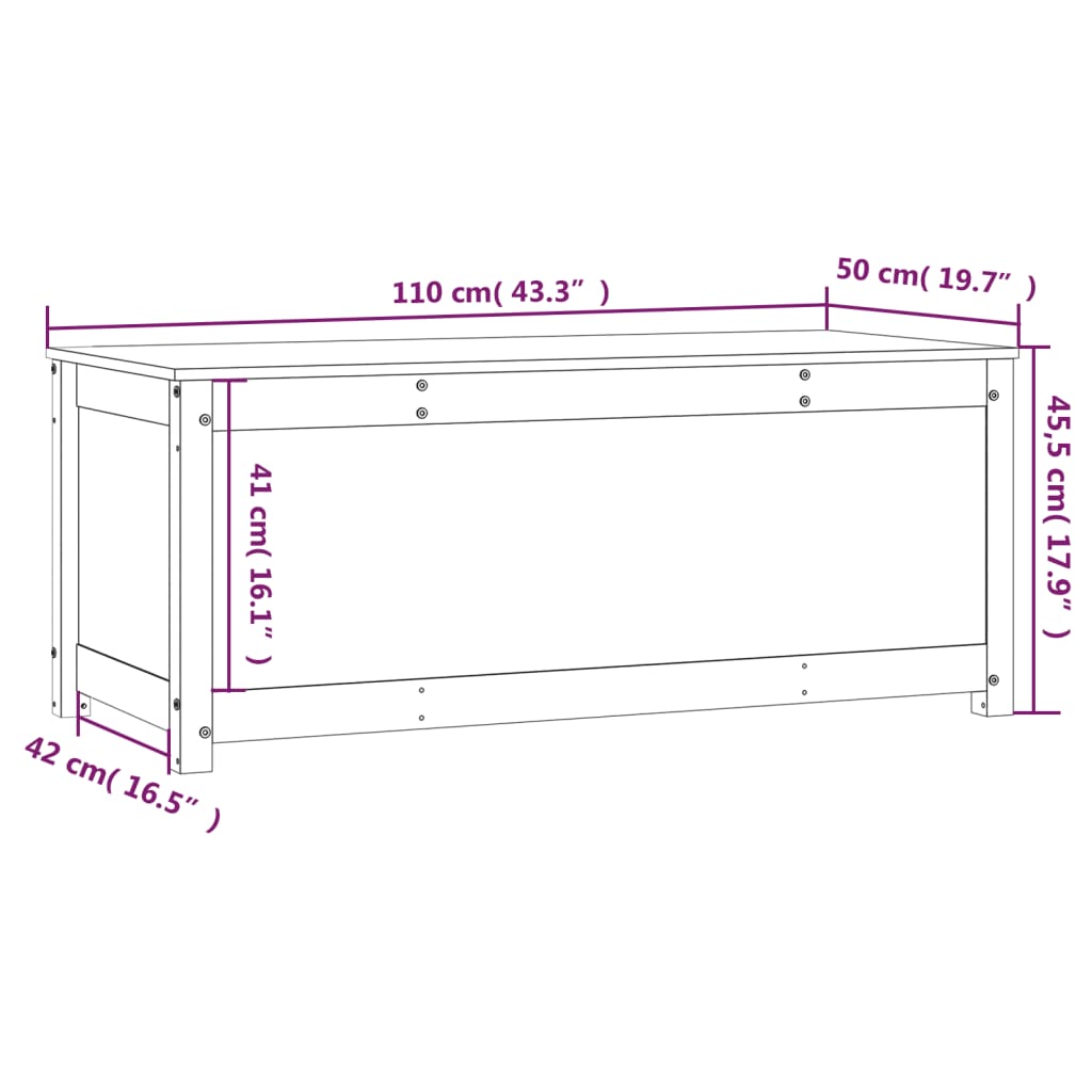 Contenitore Portaoggetti 110x50x45,5 cm Legno Massello Pino