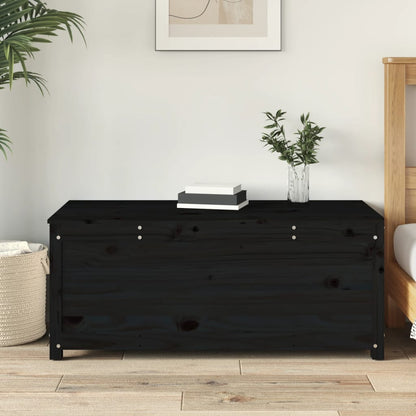 Contenitore Portaoggetti Nero 110x50x45,5cm Legno Massello Pino - homemem39