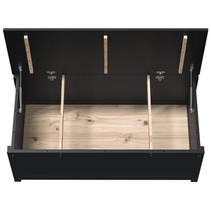 Contenitore Portaoggetti Nero 110x50x45,5cm Legno Massello Pino - homemem39