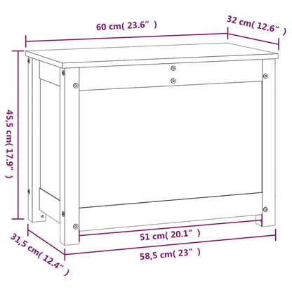 Contenitore Portaoggetti 60x32x45,5 cm Legno Massello Pino