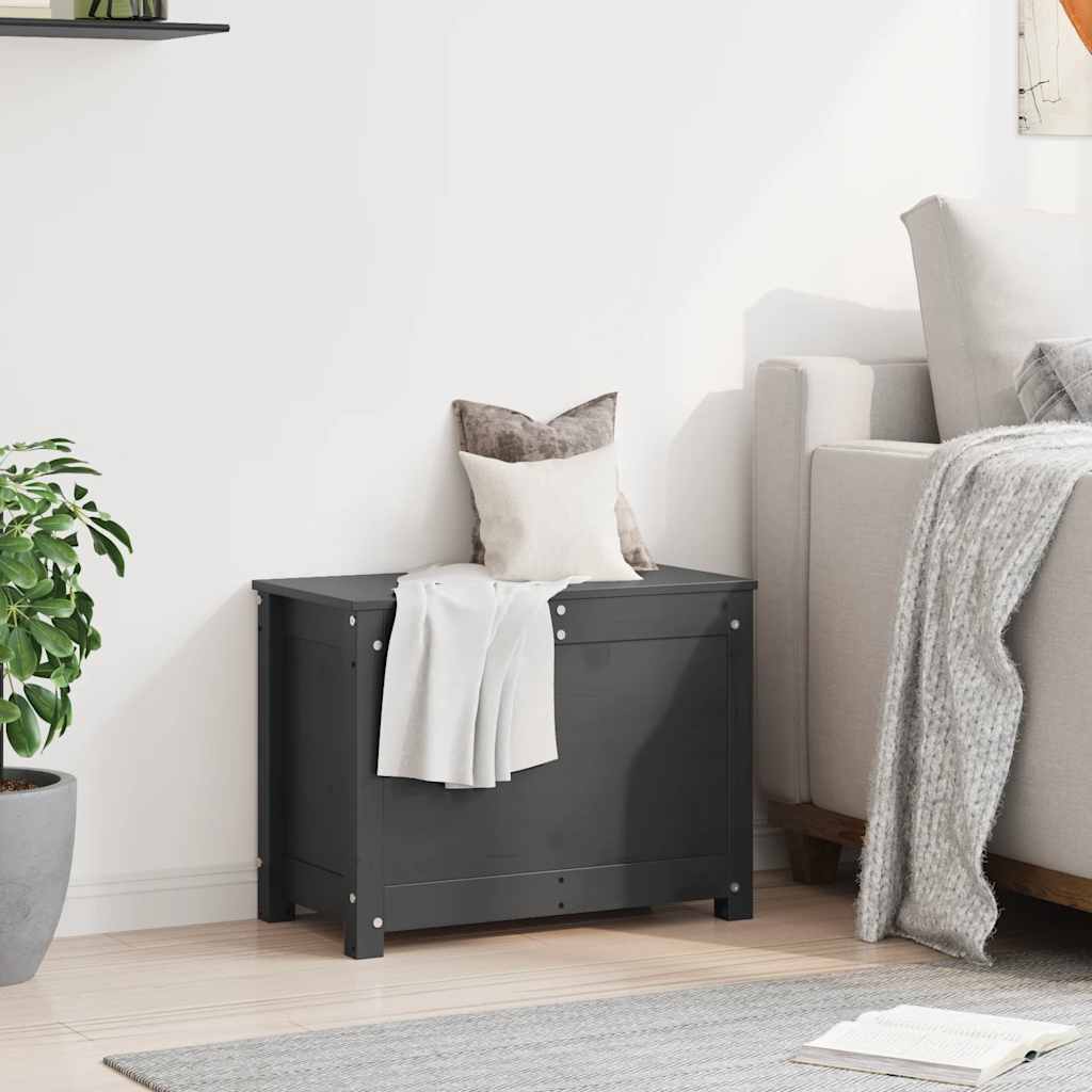 Contenitore Portaoggetti Grigio 60x32x45,5cm Massello di Pino - homemem39