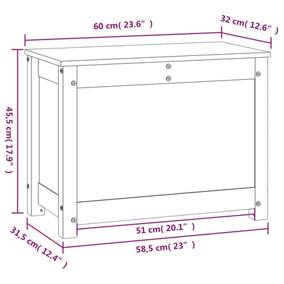 Contenitore Portaoggetti Grigio 60x32x45,5cm Massello di Pino - homemem39