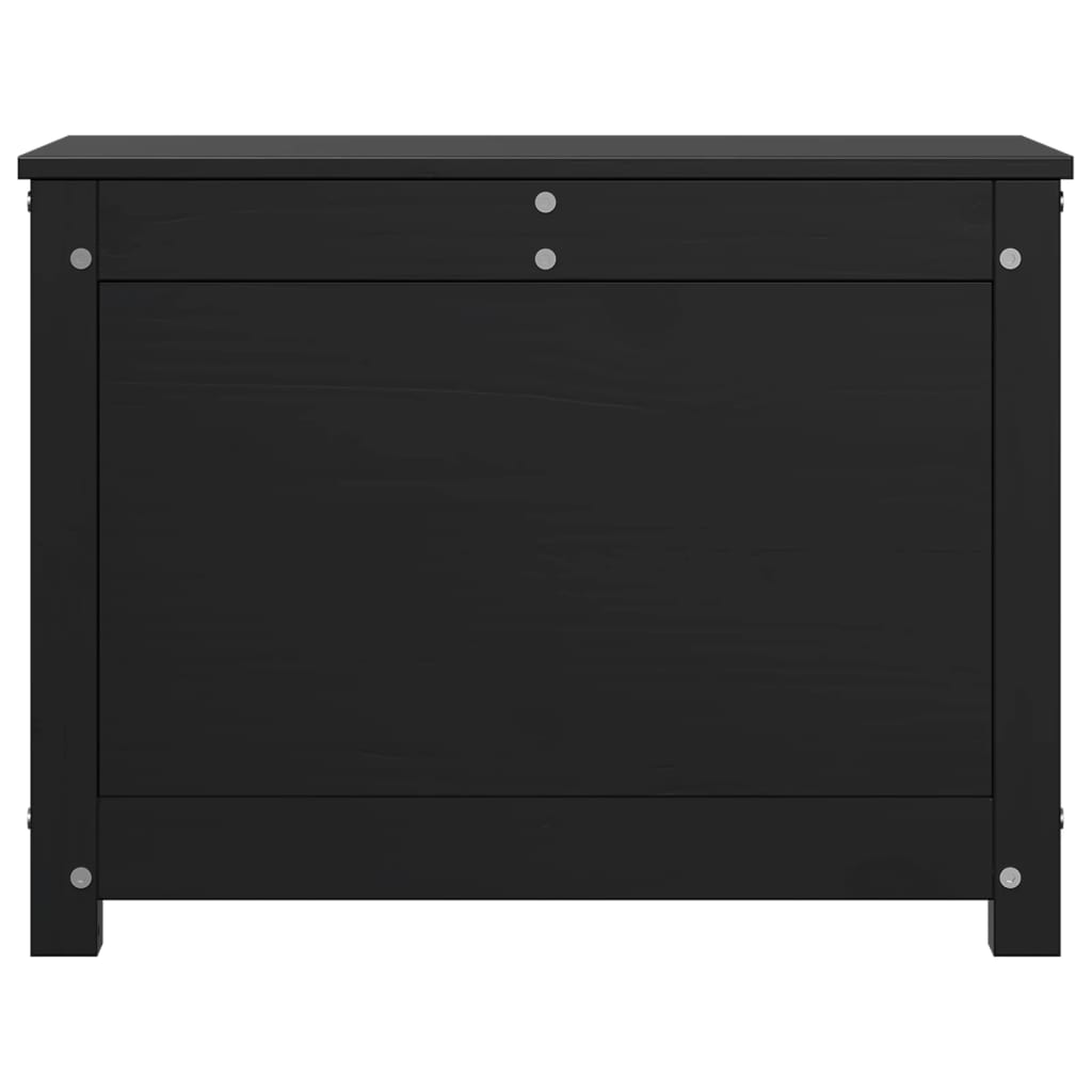 Contenitore Portaoggetti Nero 60x32x45,5cm Legno Massello Pino - homemem39