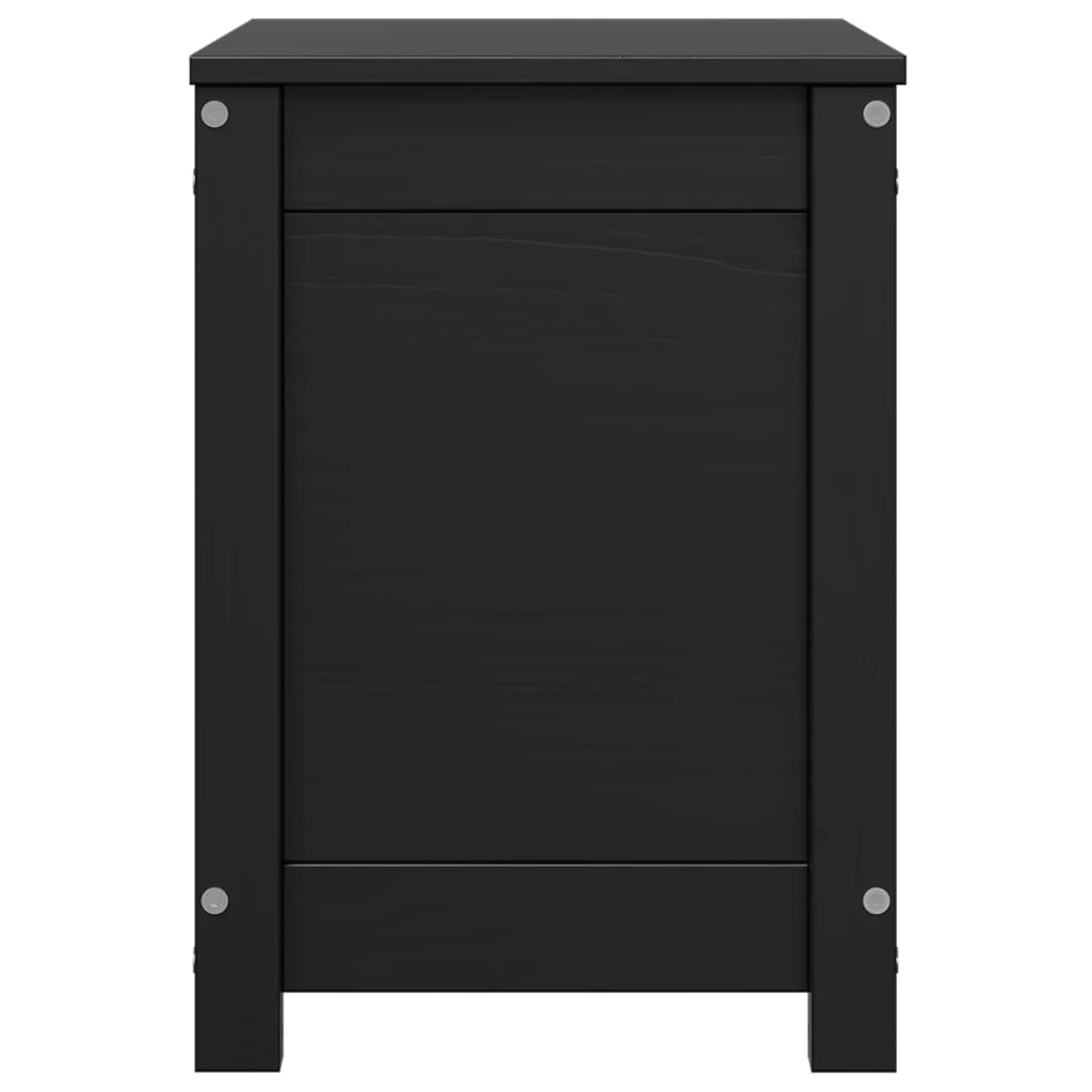 Contenitore Portaoggetti Nero 60x32x45,5cm Legno Massello Pino - homemem39