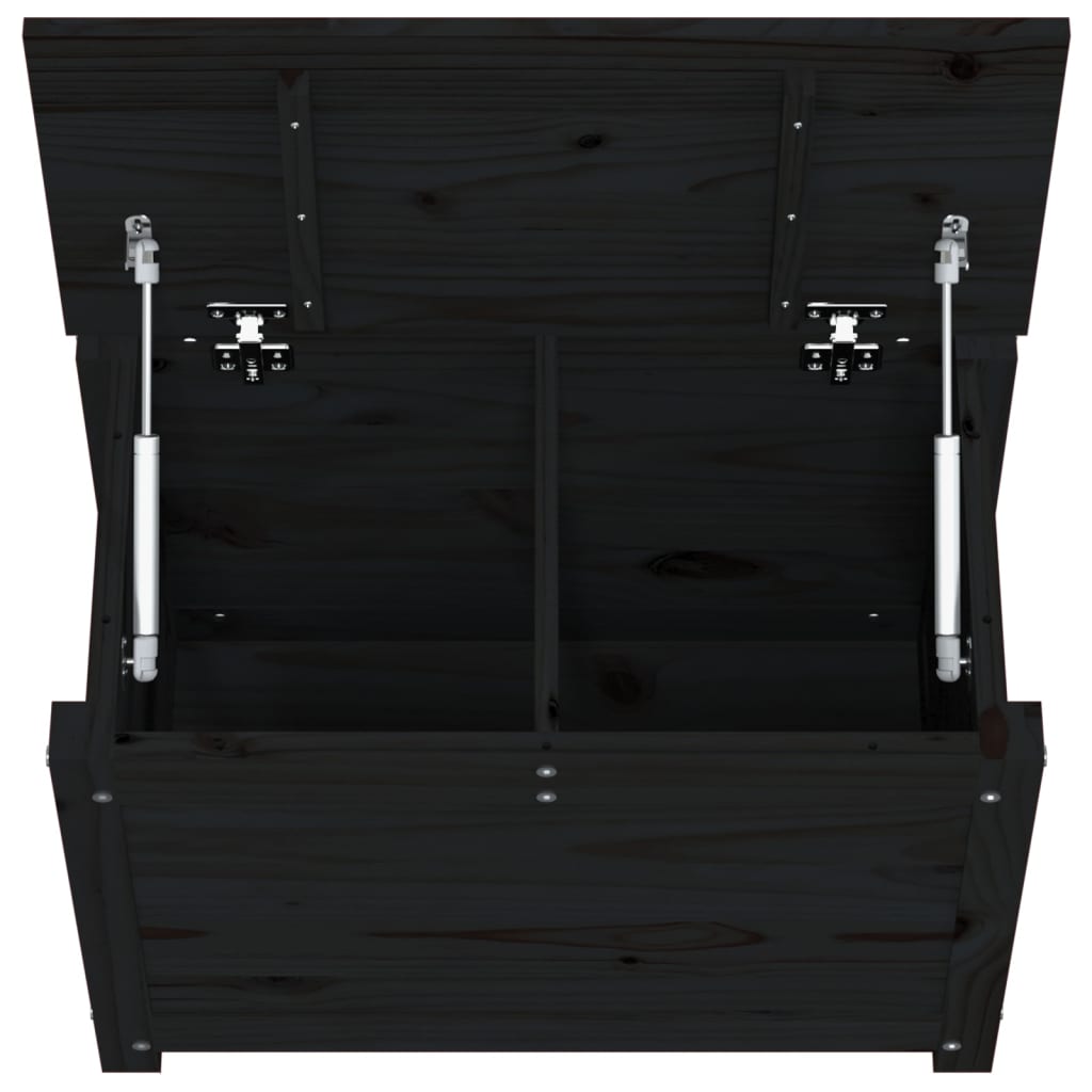 Contenitore Portaoggetti Nero 60x32x45,5cm Legno Massello Pino - homemem39