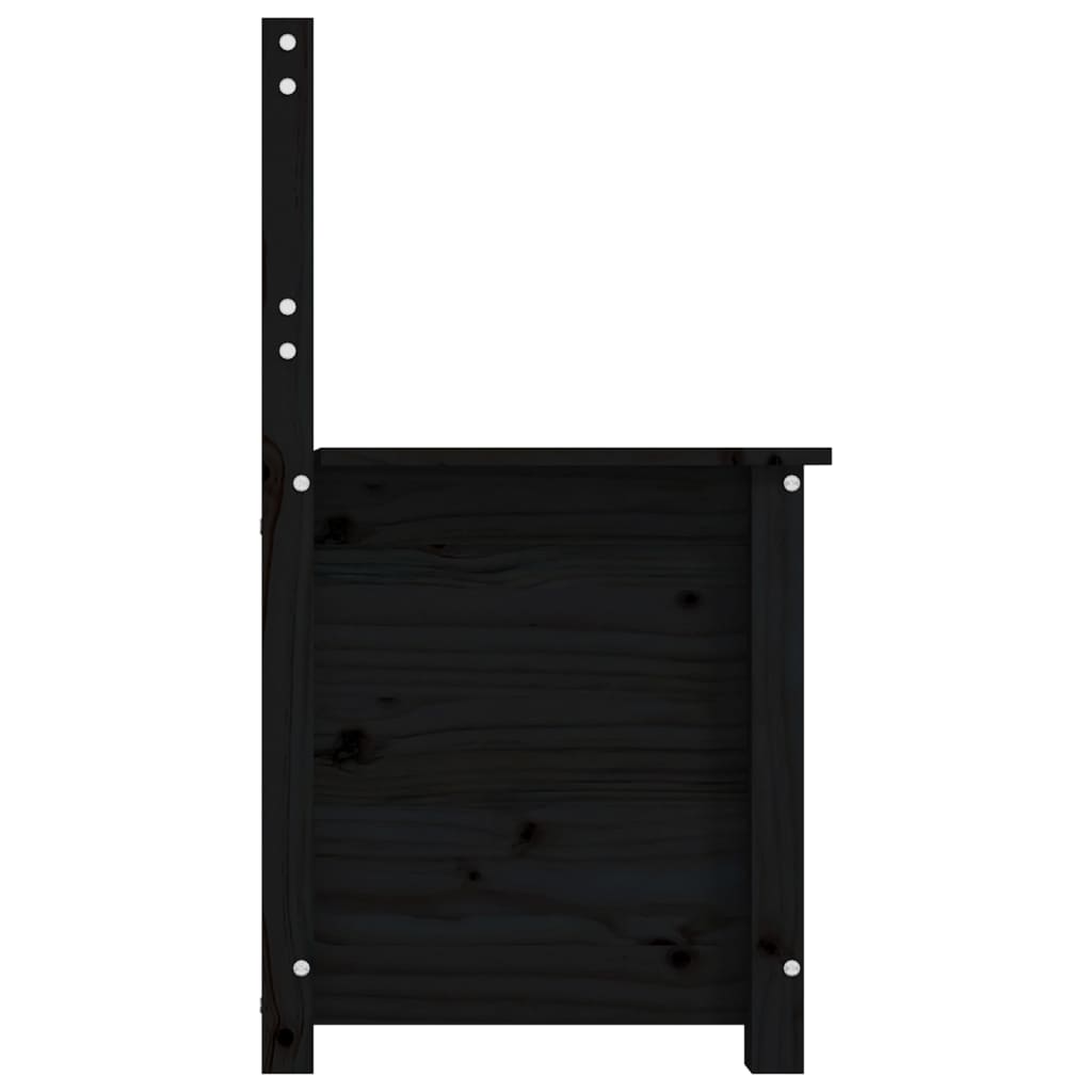 Panca Nera 80x41x77 cm in Legno Massello di Pino - homemem39