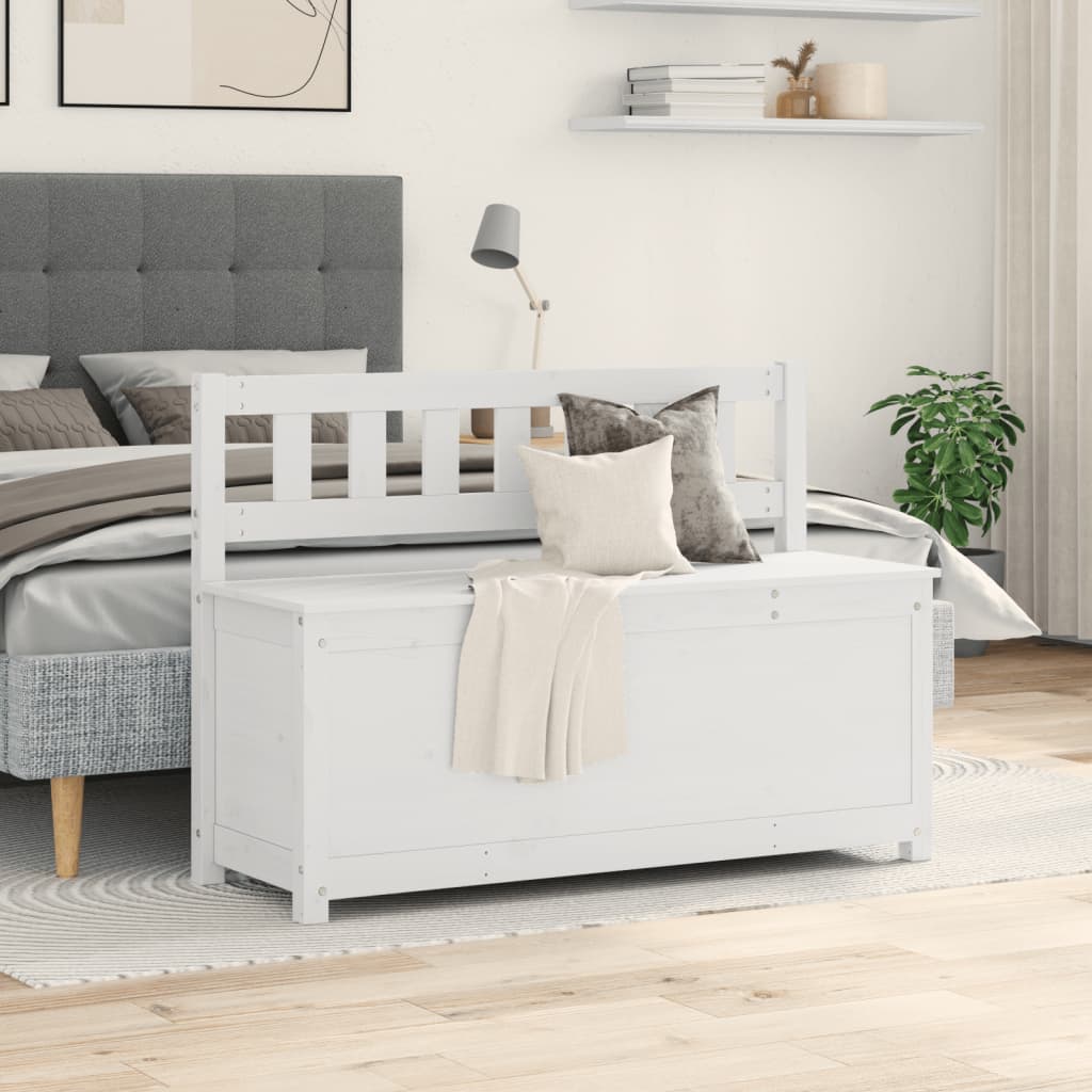 Panca Bianca 110x41x76,5 cm in Legno Massello di Pino - homemem39