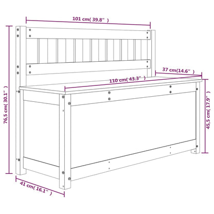 Panca Nera 110x41x76,5 cm in Legno Massello di Pino - homemem39