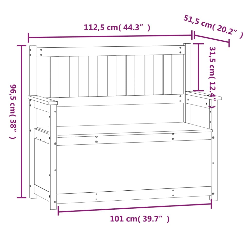 Panca Bianca 112,5x51,5x96,5 cm in Legno Massello di Pino