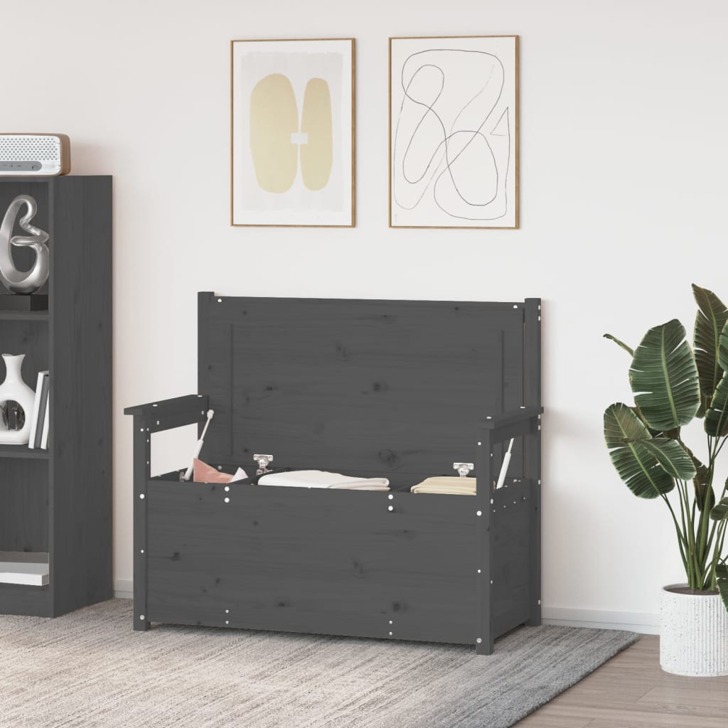 Panca Grigio 112,5x51,5x96,5 cm in Legno Massello di Pino - homemem39