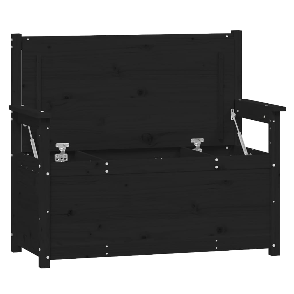 Panca Nera 112,5x51,5x96,5 cm in Legno Massello di Pino - homemem39