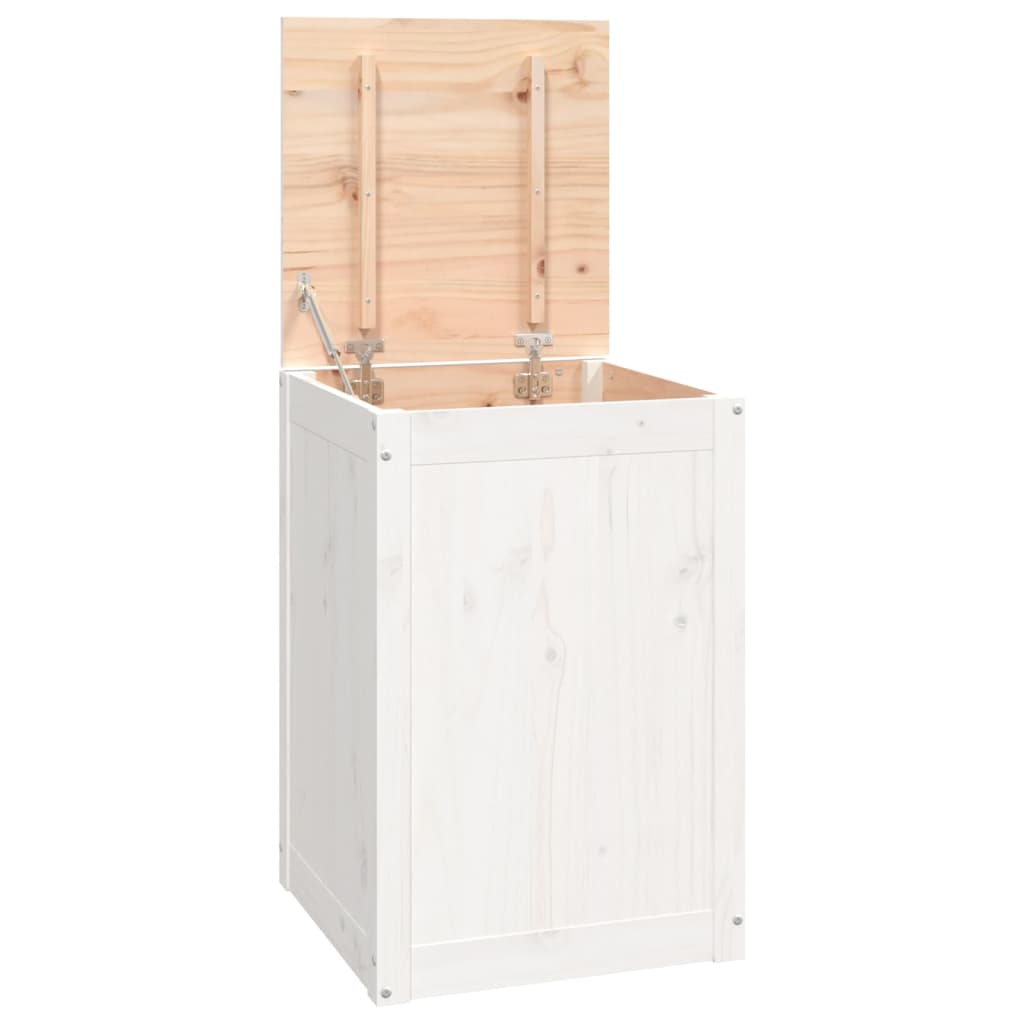 Contenitore per Bucato Bianco 44x44x66 cm Legno Massello Pino | homemem39