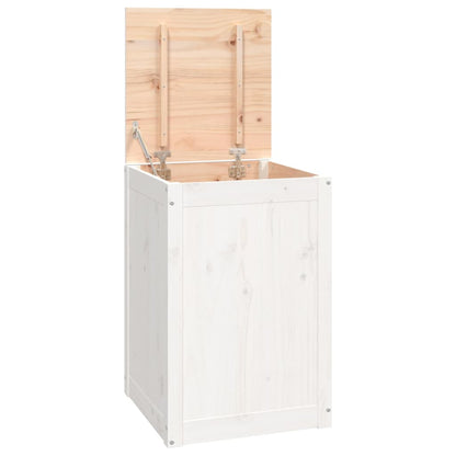 Contenitore per Bucato Bianco 44x44x66 cm Legno Massello Pino | homemem39