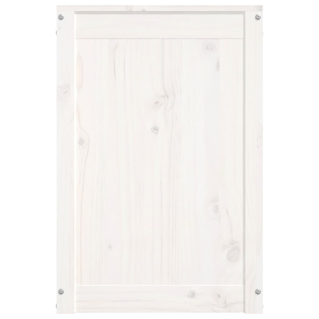 Contenitore per Bucato Bianco 44x44x66 cm Legno Massello Pino | homemem39