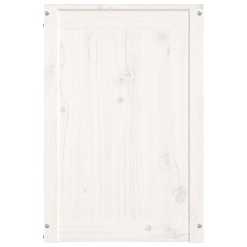 Contenitore per Bucato Bianco 44x44x66 cm Legno Massello Pino