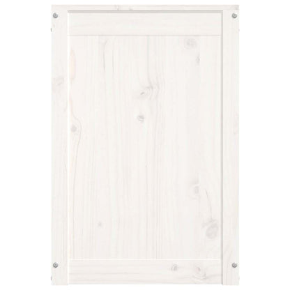 Contenitore per Bucato Bianco 44x44x66 cm Legno Massello Pino