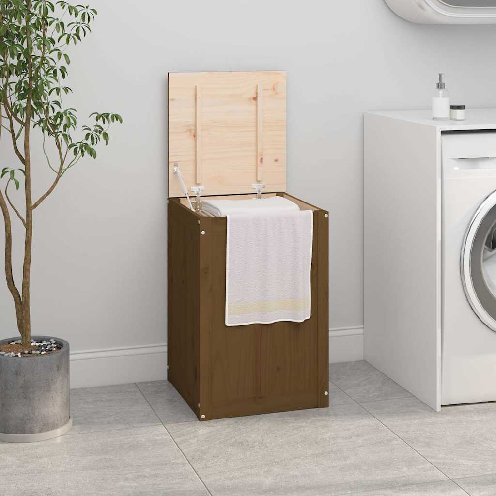 Contenitore per Bucato Ambra 44x44x66 cm Legno Massello Pino