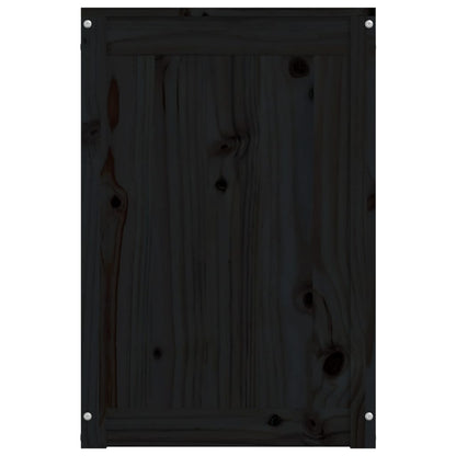 Contenitore per Bucato Nero 44x44x66 cm Legno Massello Pino - homemem39