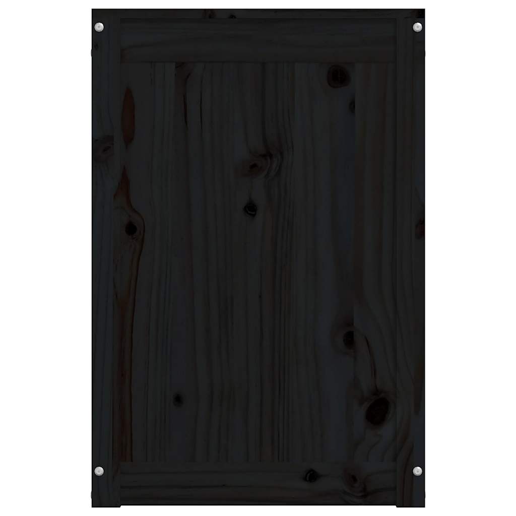 Contenitore per Bucato Nero 44x44x66 cm Legno Massello Pino