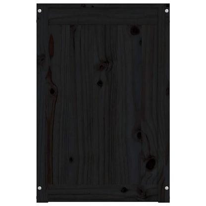 Contenitore per Bucato Nero 44x44x66 cm Legno Massello Pino