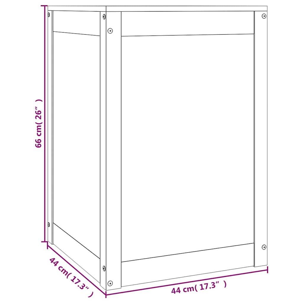 Contenitore per Bucato Nero 44x44x66 cm Legno Massello Pino