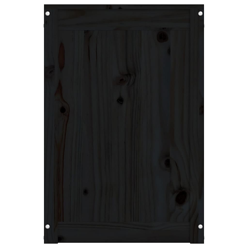 Contenitore per Bucato Nero 88,5x44x66 cm Legno Massello Pino