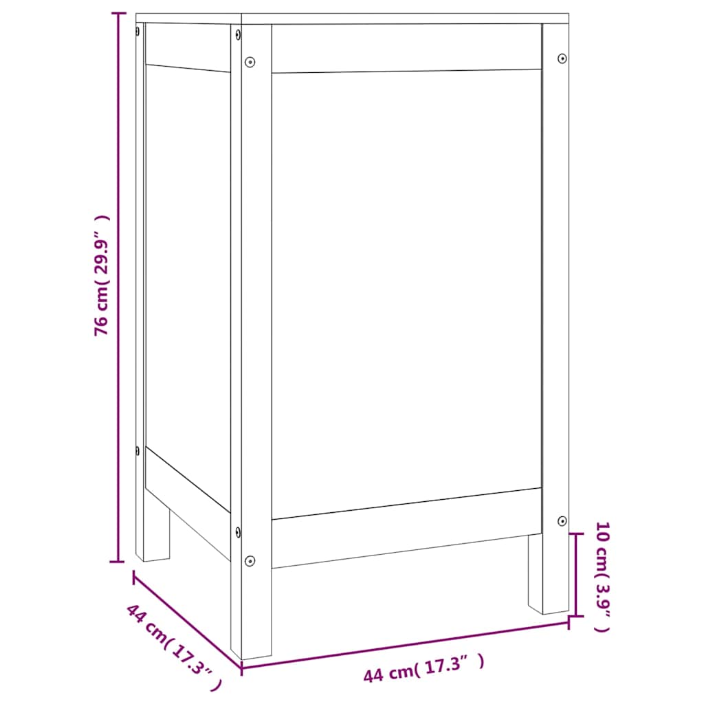 Contenitore per Bucato 44x44x76 cm Legno Massello Pino