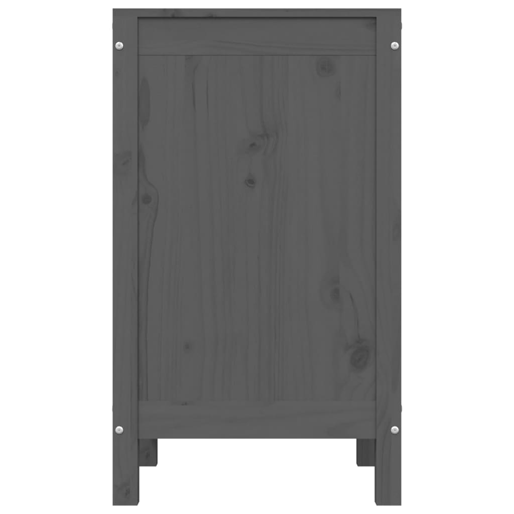 Contenitore per Bucato Grigio 44x44x76 cm Legno Massello Pino - homemem39
