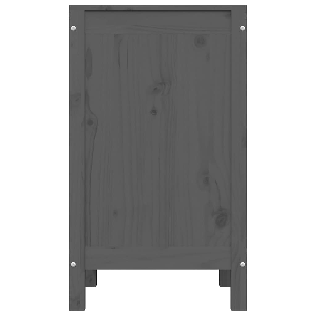 Contenitore per Bucato Grigio 44x44x76 cm Legno Massello Pino