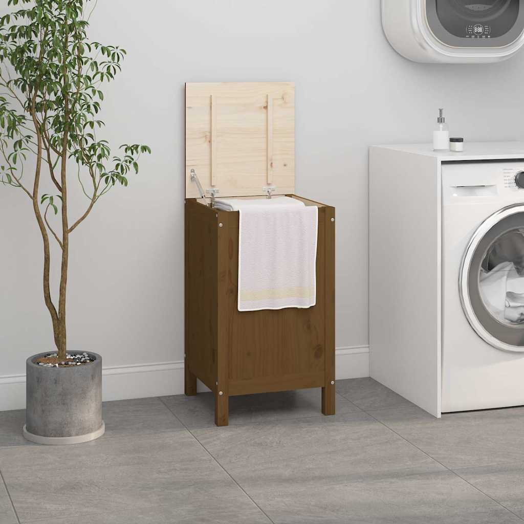 Contenitore per Bucato Ambra 44x44x76 cm Legno Massello Pino