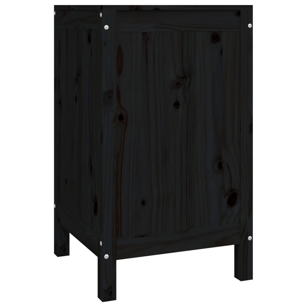 Contenitore per Bucato Nero 44x44x76 cm Legno Massello Pino - homemem39