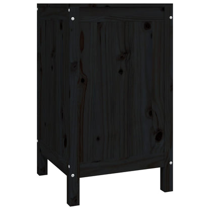 Contenitore per Bucato Nero 44x44x76 cm Legno Massello Pino - homemem39